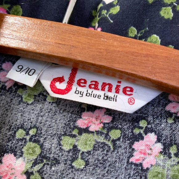 Floral Print Vintage 60s Blue Long Sleeve Shirt Dress - S - Picture 3 of 5